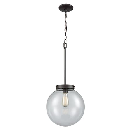 Beckett 12'' Wide 1Light Mini Pendant, Oil Rubbed Bronze With Clear Glass